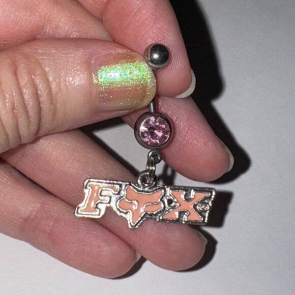 Pink Fox Dangle Belly Ring - Picture 6 of 12